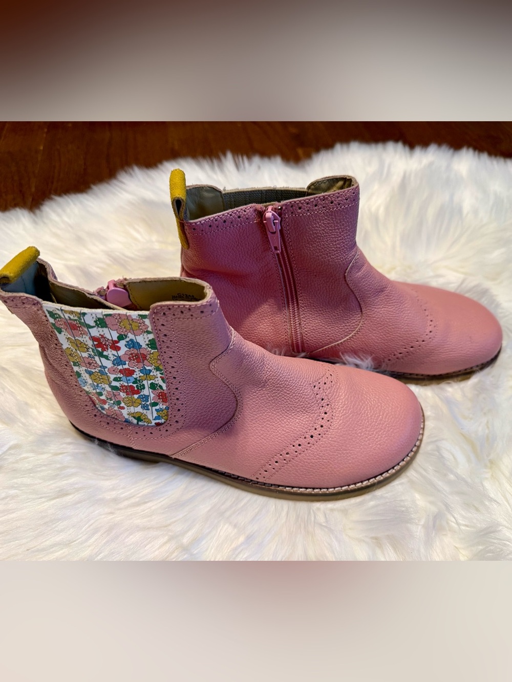Mini Boden Kids Pink Leather Ankle Boots Size 36 or US Size 4